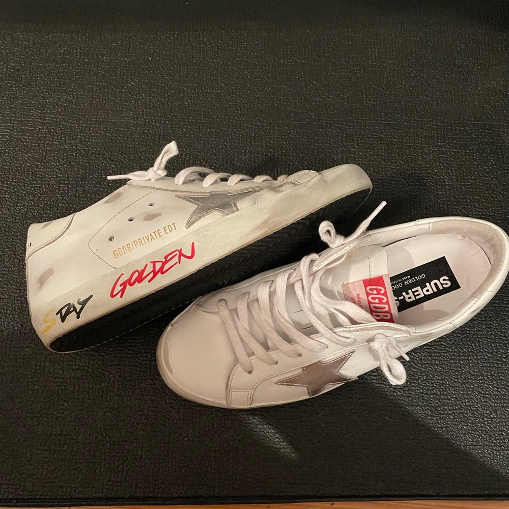 Golden Goose- white and silver sneaker